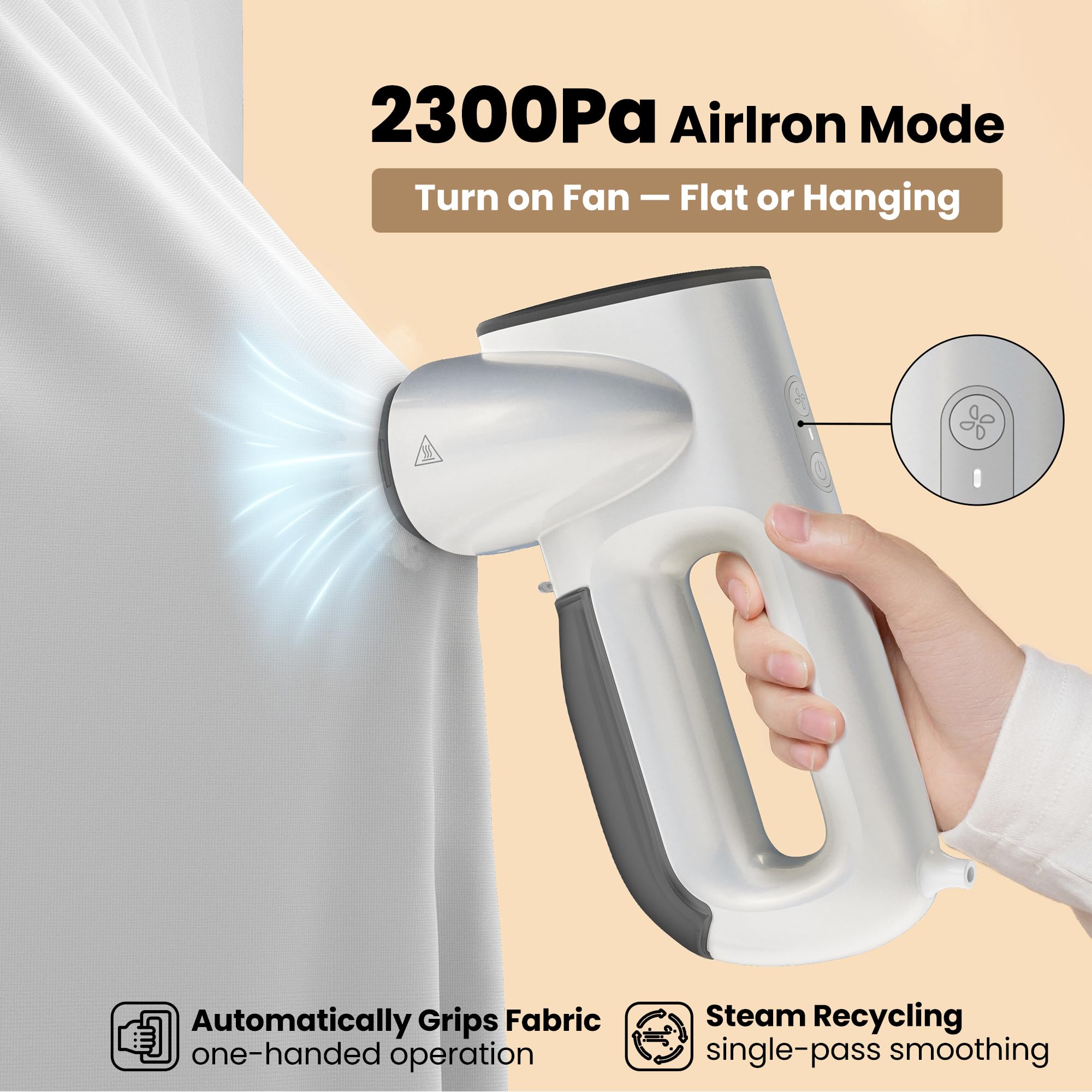 Neakasa Magic 1 Vacuum Steamer, Handheld Travel Garment Steamer for Clothes, 2300Pa Suction for Fabric Grip, Featuring Exclusive AirIron Technology (for 110-120V Use)