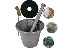 Rock Crusher Cast Iron Mortar and Pestle Rock-Ore Crusher Spice Grinder Thai Mortar and Pestle (Large Diameter 6.5'')