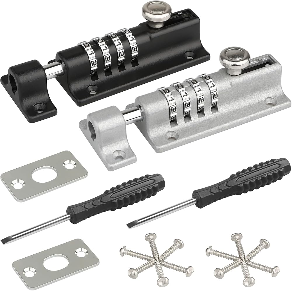 Spopal 2 Pack 120mm Combination Locking Bolt 4-Digit Keyless Door Latch Zinc