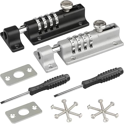 Spopal 2 Pack 120mm Combination Locking Bolt 4-Digit Keyless Door Latch Zinc