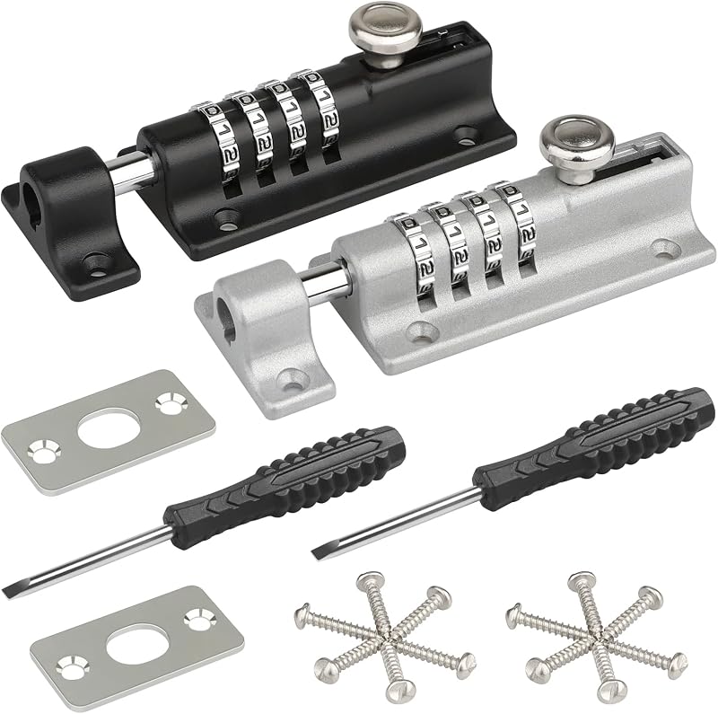 Spopal 2 Pack 120mm Combination Locking Bolt 4-Digit Keyless Door Latch Zinc