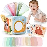 hahaland Baby Tissue Box Toy - Montessori Baby Toys 6-12 Months, Mirror Sensory Toys for Babies 12-18 Months, Boy Girl Gifts