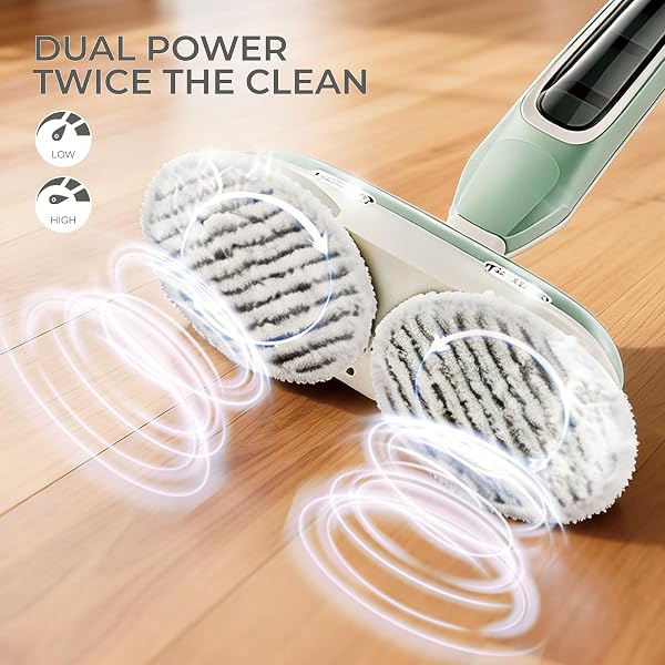 EPROEON STEAM MOP, ALL-IN-ONE STEAM AND SCRUB HARD FLOOR CLEANER WITH LED HEADLIGHTS, 450ML TANK, 4 SOFT PADS, DUAL POWER, SWIVEL STEERING FOR HARDWOOD, TILE AND LAMINATE