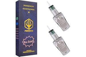 UPTATSUPPLY Poseidon 10Pcs Big Size Tattoo Cartridge Needles 0.35mm Standard Bugpin Curved Mag 49 Round Magnum with Membrane Safety Cartridges (#12 Standard-1249 RM)