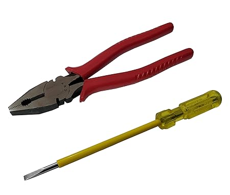 PagKis 205 mm Lineman Combination Plier, Electrician Pattern Insulated 230 mm Screwdriver Tester