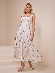 KUTUMAI Floral Corset Midi Dresses for Women 2025
