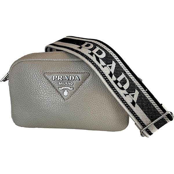 Prada Women's Gray Vitello Phenix Leather Crossbody 1BH079