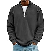 Godalithic Men's Quarter Zip Pullover Fall Winter Casual Long Sleeve Mock Neck Comfy Sweatshirts Slim Fit Sweater Top