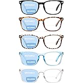 CCVOO 5 Pack Bifocal Reading Glasses for Women Men, Blue Light Blocking Computer Readers, Anti UV Ray/Eye Strain/Glare (5 Pack Bifocal, 3.0) (LD801)