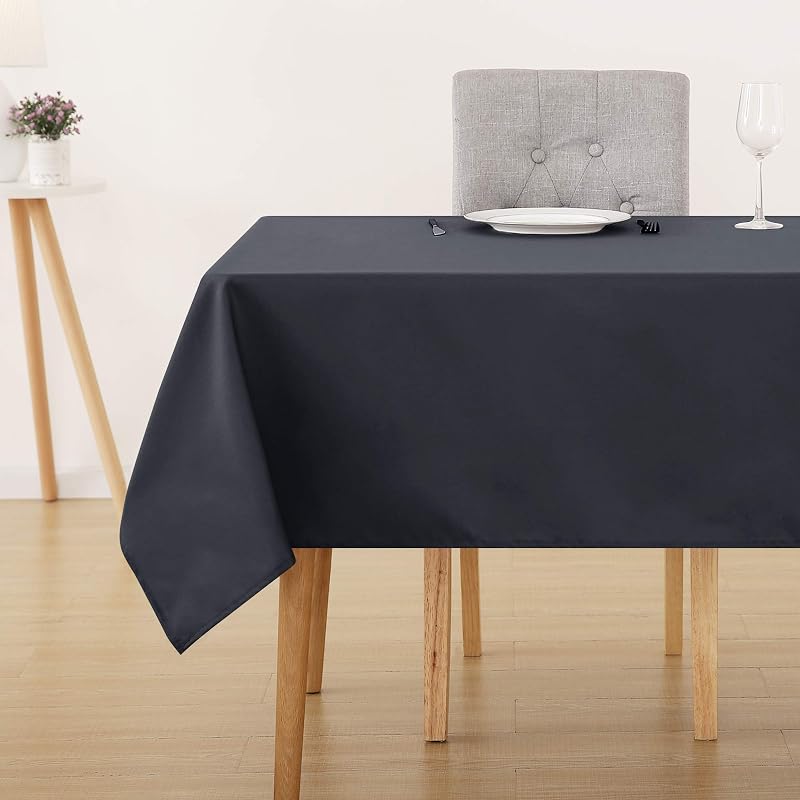 Deconovo Oxford Tablecloth 130x130 cm Dark Grey Water Resistant