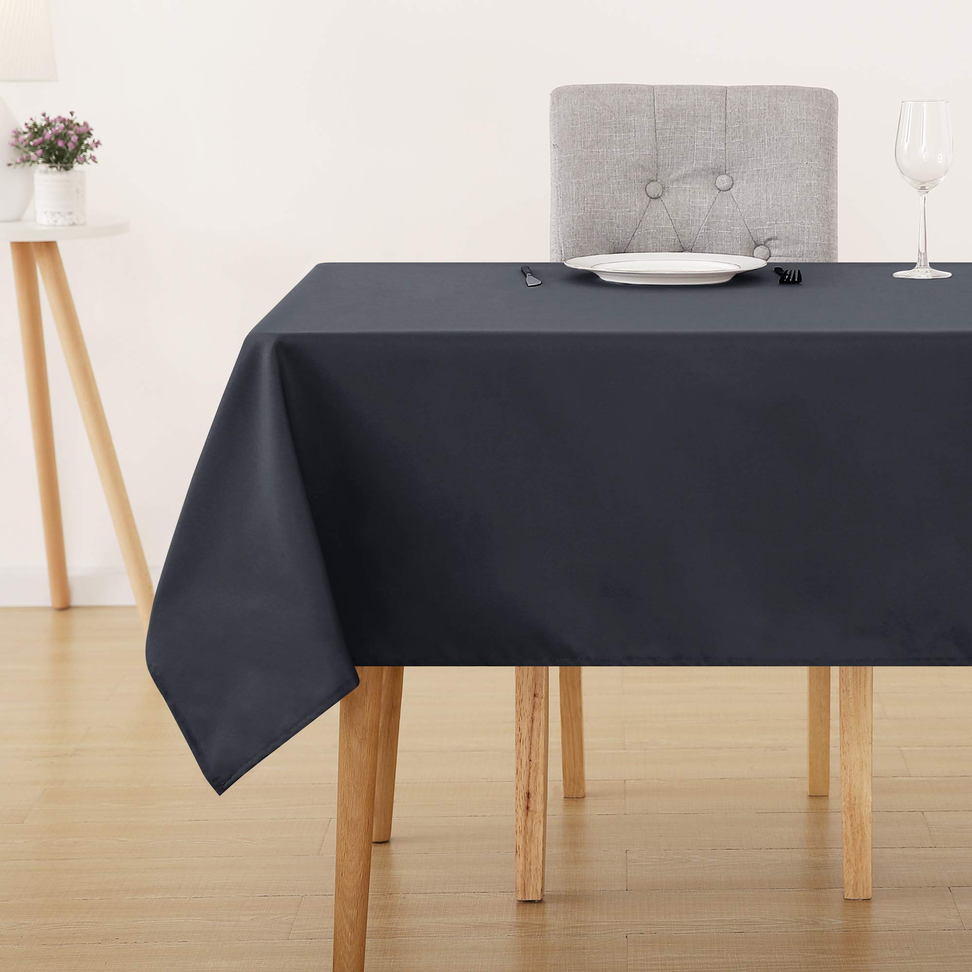 Deconovo Home Decorative Oxford Wipeable Tablecloth Rectangle Water Resistant Tablecloth for Patio Table Table 140x240cm(55x95in) Dark Grey