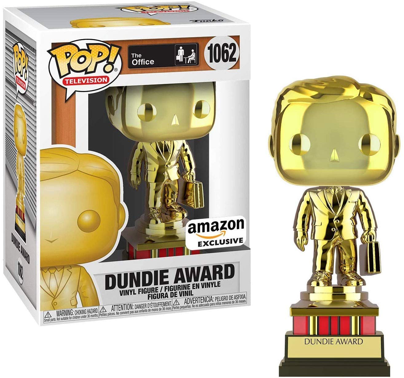 Funko Pop! TV: 52077 The Office Gold Chrome Dundie Award, Amazon Exclusive #1062