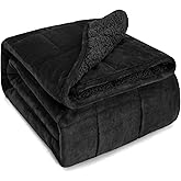 Sivio Weighted Blanket for Adult, 15 lbs Sherpa Heavy Throw with Fleece Reversible, Queen Size, Weighted Blanket for Men and Women Deep Sleeping, 60 x 80Inches Dual Sided Black