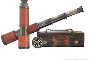 ROYALMART Brass Telescope1915 London Brass Maritime 15x Clear Vision Antique Maritime Pirate Spyglass Telescope for Adults, for Nautical & Vintage Décor, 14 inch