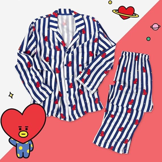Amazon Miutogo Bts 防弾少年団 Bt21 パジャマ シルク 長袖 前開き 上下セット かわいい エレガント ソフト ルームウェア 部屋着 寝間着 家居服セット カップル 男女兼用 アイドル 応援服 パジャマ ルームウェアセット 通販