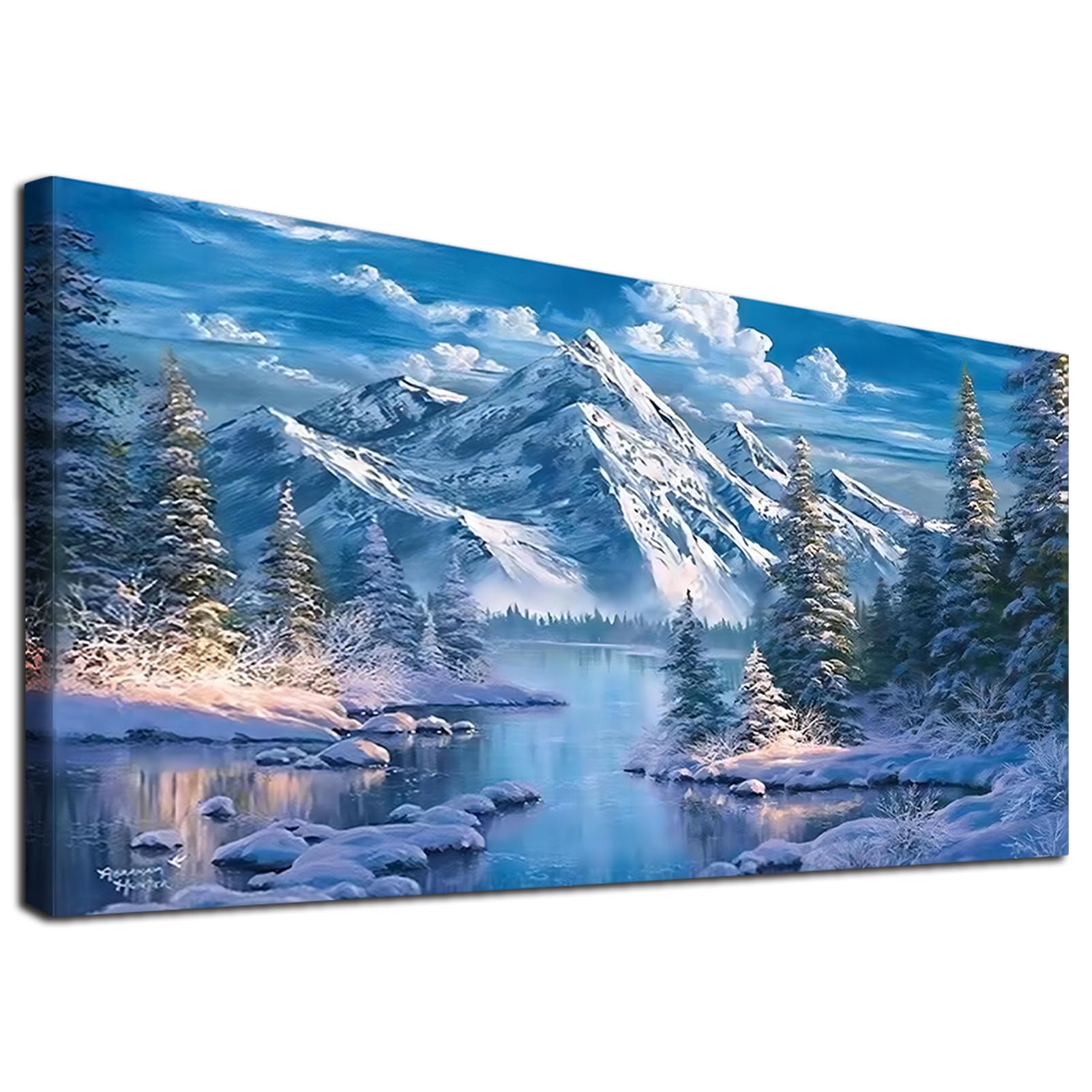 YALKIN 5D Diamond Painting, DIY Diamond Painting Set Diamond Painting Pictures DIY Embroidery Painting Kits for Home Wall and Entrance Decorations 15.7X 27.6inch (Snow Forest)