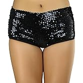 ToBeInStyle Women's Liquid Shiny Metallic Mini Booty Cheeky Shorts