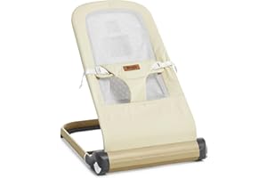 Jimglo Baby Bouncer, Foldable Infant Bouncer for Babies, Portable Baby Bouncer Seat with Adjustable Height(Mesh, Beige)