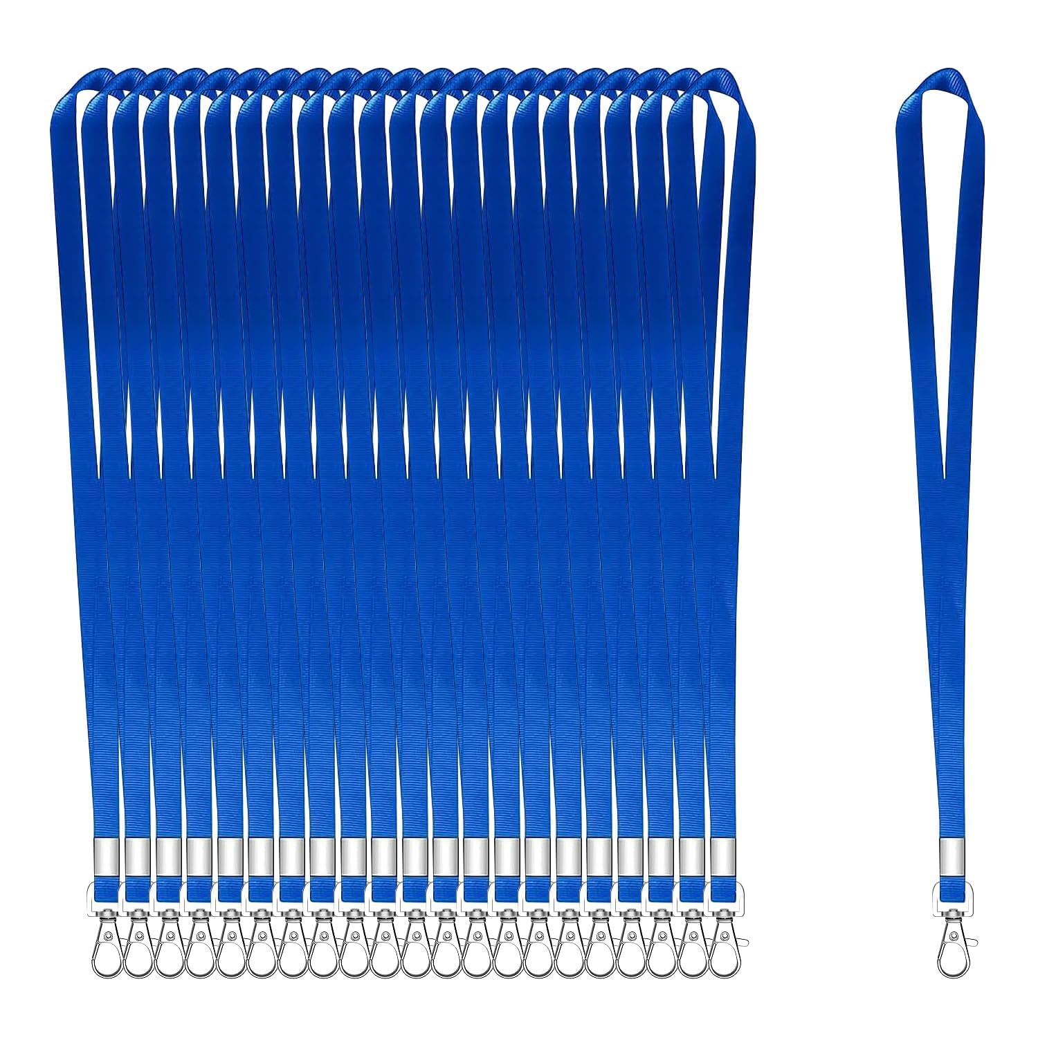 XHDA 100PCS Blue Lanyards for Neck, Lanyards for ID Badge, Lanyard with Metal Swivel Hook for ID Card Badge Holder — image 1