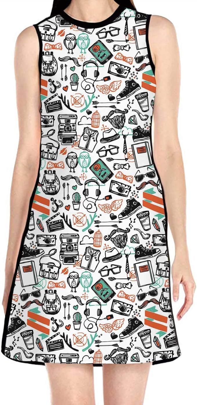 black dress with orange accessories