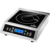 Duxtop Professional Portable Induction Cooktop P961LS Silver/Black | Commercial Range Countertop Burner, 1800 Watts Induction Burner with Sensor Touch and LCD Screen BT-C35-D