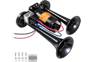 BANHAO Electric Air Horn for Truck 150dB Super Loud Black Horns Dual Trumpet with Compressor for Any 12V Vehicles Trucks Motorcycle Pickup Trains Cars Boats (Black integrated Air Horn)