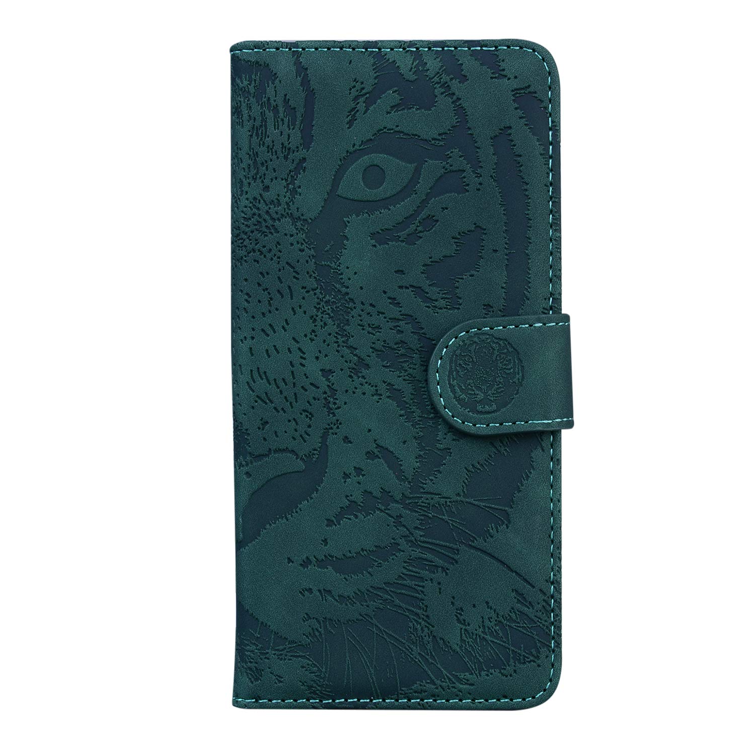 TIANCI Case for Motorola Moto E40/E30/E20 Flip, Domineering Tiger Embossing PU Leather Wallet Case, Shockproof Protective Cover with Stand Function for Motorola Moto E40/E30/E20 Phone Case-Green
