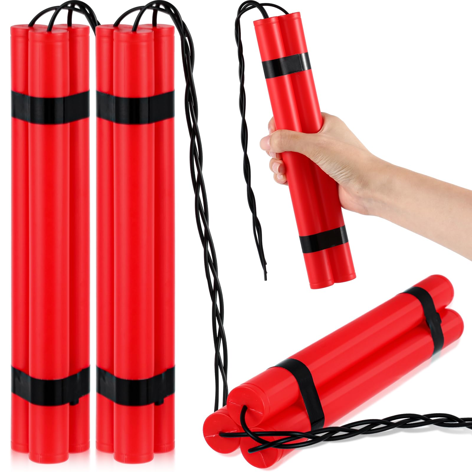 Photo 1 of ** 6 FAKE ** Sratte 12 Fake Dynamite Stick for Halloween, Red TNT Stick, Fake Toy Weapons Realistic Plastic Pretend Bomb Toys, Army Bundle Bomb Toy for Halloween Prank Film Prop Gift Kids Adult