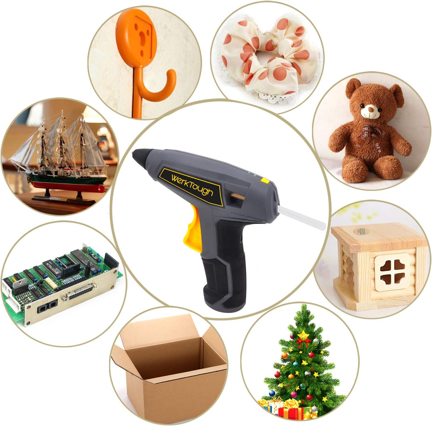 Uniteco Cordless Glue Gun Hot Melt Glue Gun Kit 17s Super Fast Instant Heating Home Repair Improvement DIY Hobby Tools Arts Crafts School -