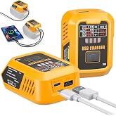 Adisipsoarin 100W USB C Battery Charger Compatible with Dewalt 20V Max Battery, Power Adapter Fast Charging Station with USB-A Port, Fast Charging Hub for Phones Tablets (Tool Only)