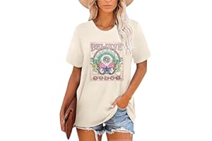 BINSHRE Sunflower Shirts for Women Flower Vintage Graphic Tees Casual Summer Faith Shirt Tops