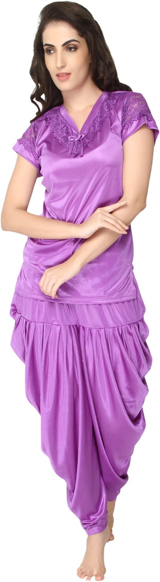 Pretty Awesome Top & Dhoti Style Bottom Night Suit/Nightdress/Nighty for Women and Girls(Size : M - L - XL)