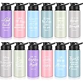 Reallnaive 12 Pieces Christian Religious Aluminum Water Bottles Bulk Snap Lids 20oz Morandi Colors Outdoor Leakproof Reusable Water Bottles for Travel Camping Hiking Fishing