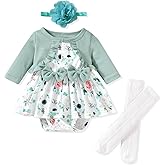 Unutiylo Baby Girl Fall Winter Outfit Dress Floral Print Long Sleeve Romper Clothes with Headband