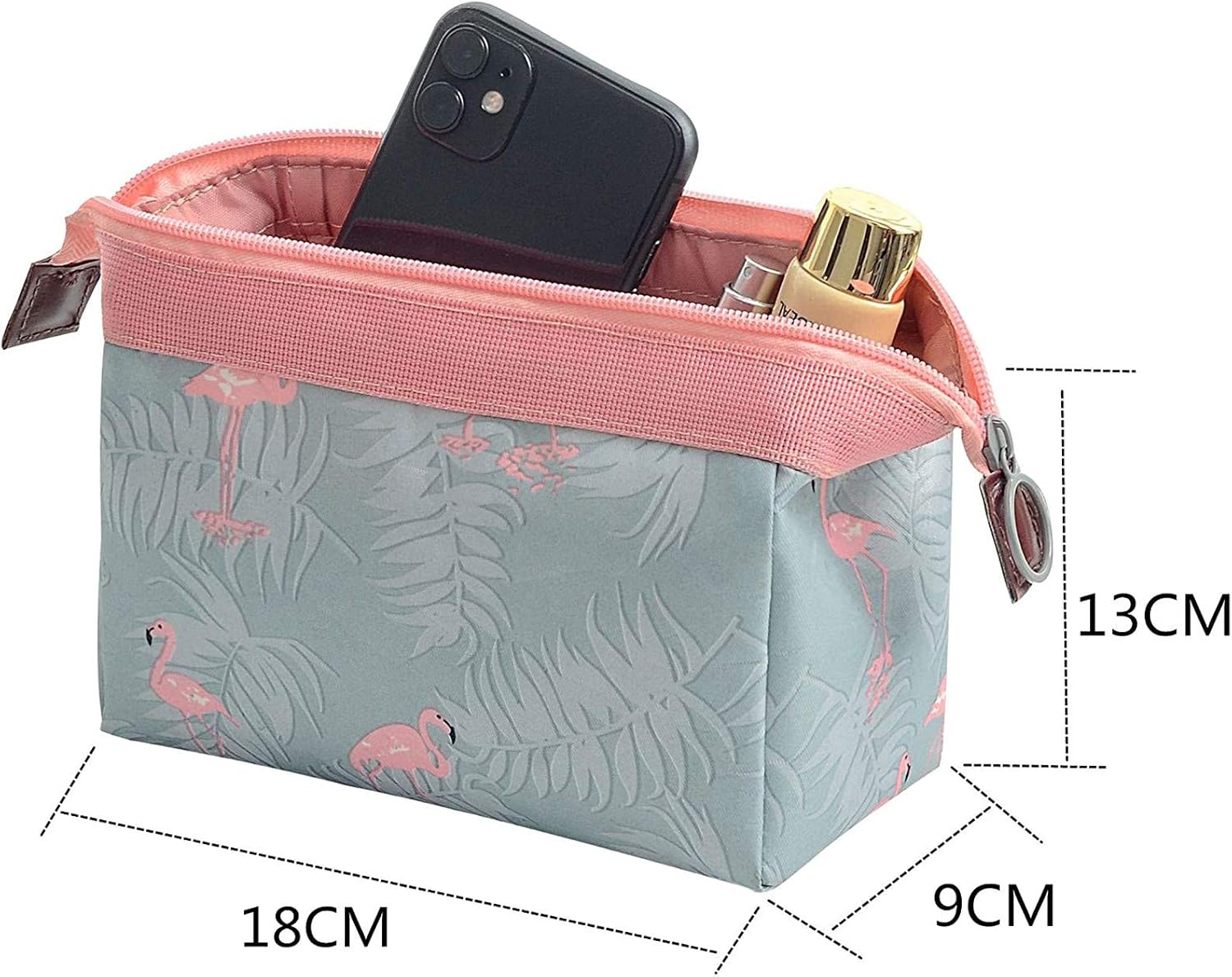 Small Makeup Bags, Portable Travel Cosmetic Bags Waterproof Make Up Case Pouch Toiletry Wash Bag for Women Girls (Flamingo) - Image 4