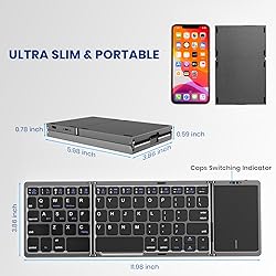 HAMOPY Foldable Keyboard, Leather Tri-Folding
