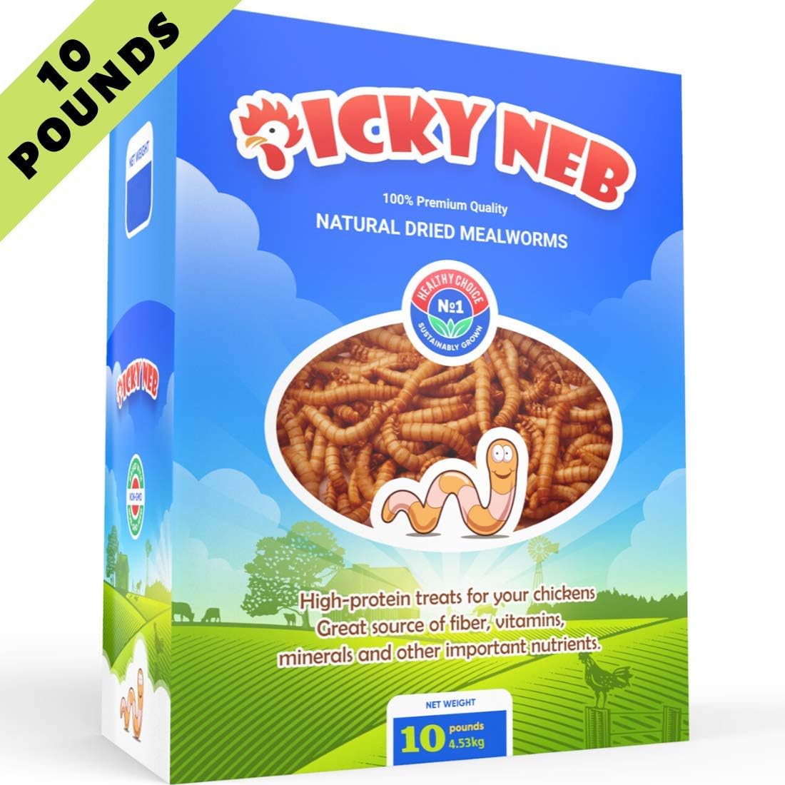Backyard Birding & Wildlife - PICKY NEB 10 lbs 100% Non-GMO Dried Mealworms - Whole Large Meal Worms Bulk - High-Protein Treats Perfect for Your Chickens, Ducks, Wild Birds