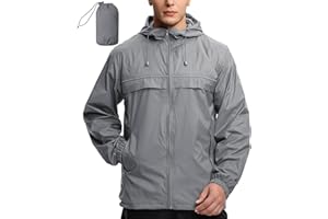 V VALANCH Mens Rain Jacket Waterproof Lightweight Windbreaker with Hood Outdoor Raincoat for Hiking Running Travel