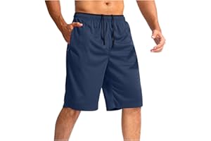 Men's Workout Loose Fit Shorts 11" Inseam Quick Dry Basketball Athletic Below Knee Running Athletic Shorts with Pockets
