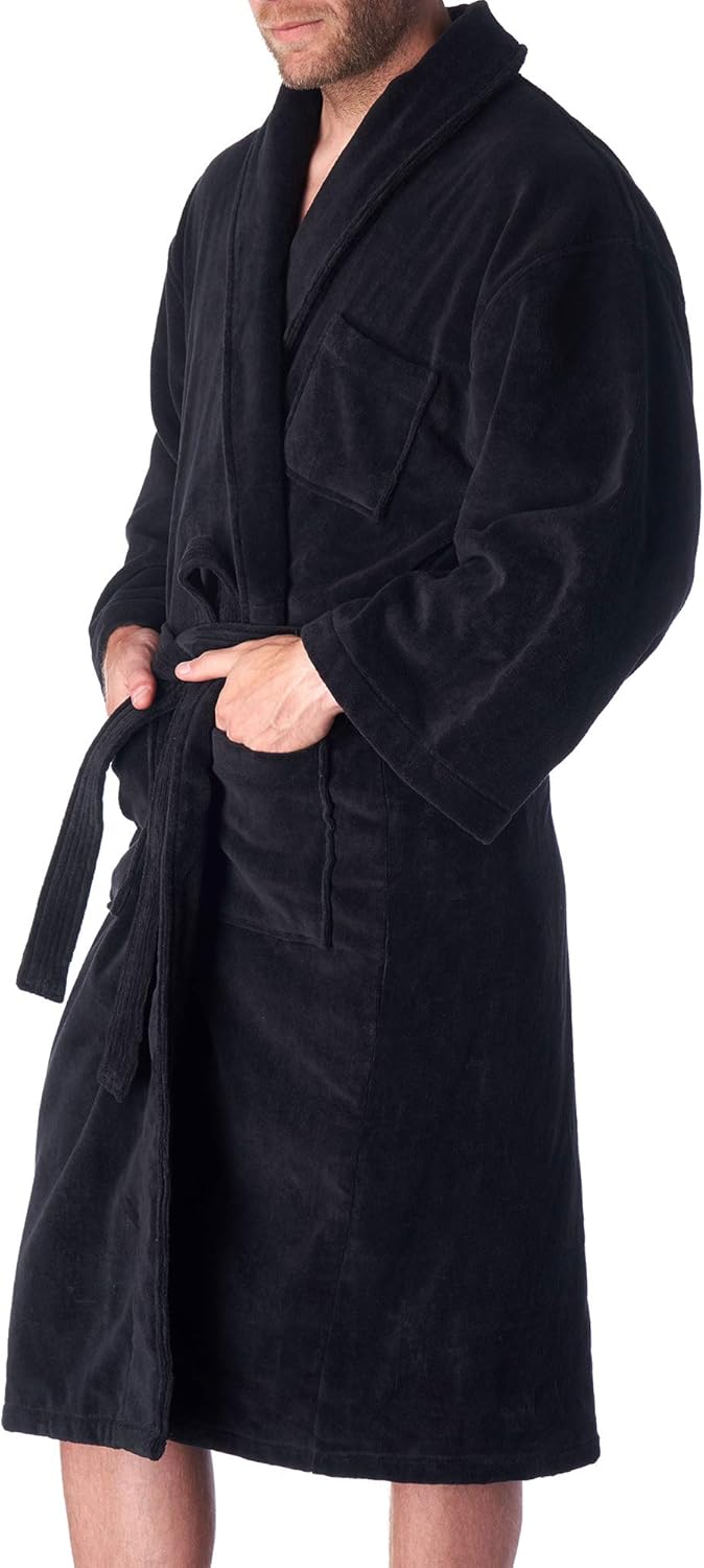Alpine Swiss Aiden Mens Cotton Terry Cloth Bathrobe Shawl Collar Velour Spa Robe at  Men’s Clothing store