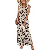 WIHOLL Maxi Dress Summer Dresses 2026 Beach Vacation Clothes Sleeveless Sundresses with Pockets Boho S-3XL