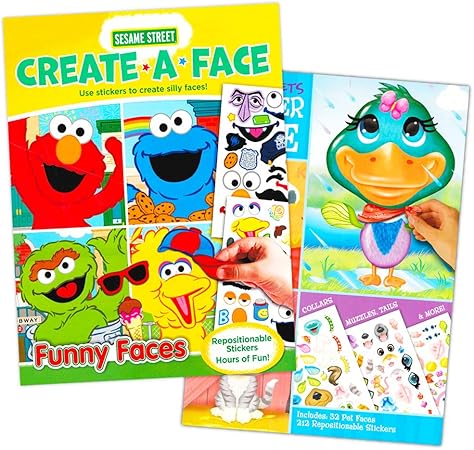 Amazon セサミストリート Make A Face ステッカーブック 子供 幼児用 60以上の顔と400枚のステッカーのセット ステッカー フェイスアクティビティセット お絵かき ねんど シール おもちゃ