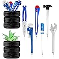 Zonon 6 Pcs Novelty Tool Pens Set with 2 Pcs Tire Shaped Pen Holder Writing Ballpoint for Man Desk Home Office Gift Accessories Organizer Tire Succulent Cactus Planter Pot Decoration