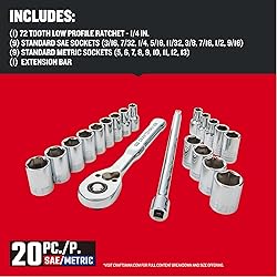 CRAFTSMAN Mechanics Tool Set, 1/4 Inch Drive, 20
