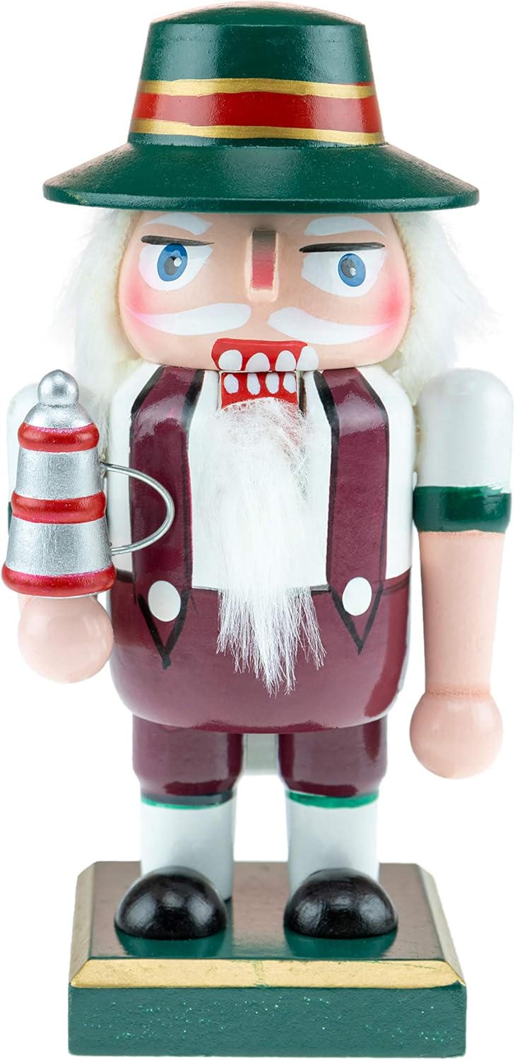 Nutcrackers - Clever Creations German Santa 6 Inch Chubby Wooden Nutcracker, Festive Christmas Décor for Shelves and Tables