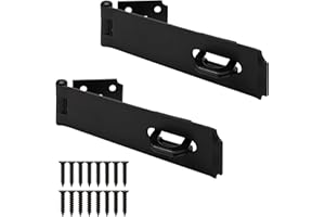 Dreamxiang 7-2/3" Heavy Duty Door Locks Hasp Latch, 1/8" Thicker Iron Safety Packlock Clasp Hasp Lock Latch for Fence Gate Barn External Doors Window Shed Closet Cabinet Pet Cage, Black Finish, 2 Pack
