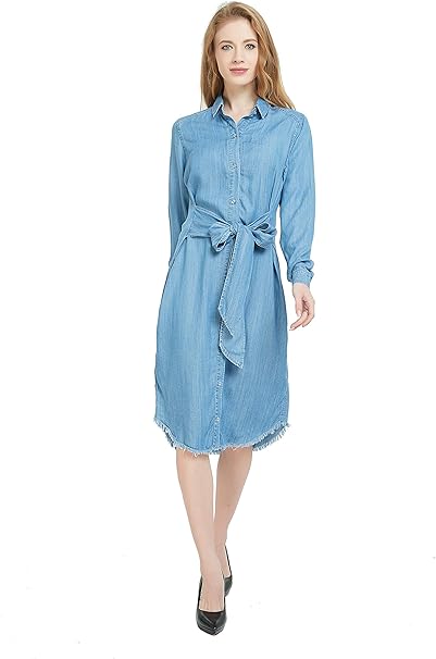 denim belt dress