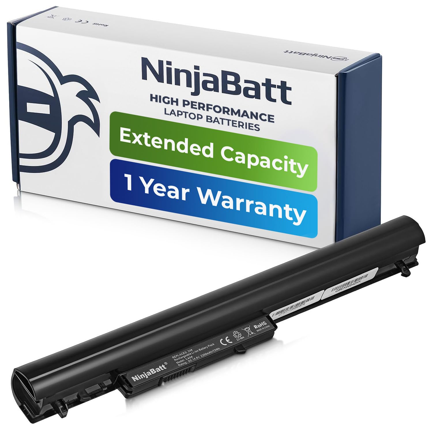 NinjaBatt Battery for HP 728460-001 LA04 752237-001 LA04DF N032SA 776622-001 TPN-Q130 TPN-Q132 TPN-Q129 HSTNN-DB5M HSTNN-YB5M F3B96AA LAO4 - Black - High Performance [4 Cells/2200mAh/32wh]