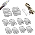YUTOKEER 6-pin LED Connector, 12 mm Wide, with 16.4ft Extension Cable for Waterproof or Non-Waterproof RGB-WW or RGB+CCT LED Strip Lights – 10 Pieces (Connector Wite 16.4ft Wire)