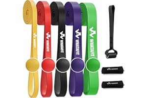WHATAFIT Resistance Bands,Pull Up Assist Bands Set with Handles, Exercise & Workout Bands with Door Anchor for Men & Women – Home Fitness Equipment for Strength Training, Stretching
